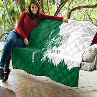 Indigenous Regions of Panama Naso Tjer Di Comarca Quilt with Jaguar Graphic and Green White Territory and Life 2020 - Wonder Print Shop