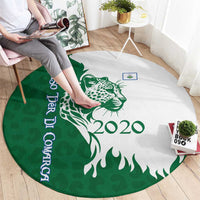 Indigenous Regions of Panama Naso Tjer Di Comarca Round Carpet with Jaguar Graphic and Green White Territory and Life 2020 - Wonder Print Shop