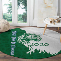 Indigenous Regions of Panama Naso Tjer Di Comarca Round Carpet with Jaguar Graphic and Green White Territory and Life 2020 - Wonder Print Shop