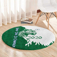 Indigenous Regions of Panama Naso Tjer Di Comarca Round Carpet with Jaguar Graphic and Green White Territory and Life 2020 - Wonder Print Shop