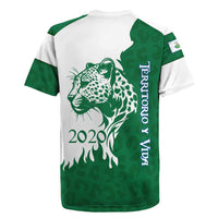 Indigenous Regions of Panama Naso Tjer Di Comarca Rugby Jersey with Jaguar Graphic and Green White Territory and Life 2020 - Wonder Print Shop