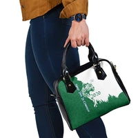 Indigenous Regions of Panama Naso Tjer Di Comarca Shoulder Handbag with Jaguar Graphic and Green White Territory and Life 2020 - Wonder Print Shop