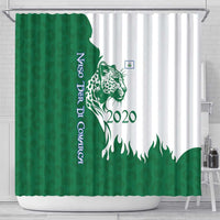 Indigenous Regions of Panama Naso Tjer Di Comarca Shower Curtain with Jaguar Graphic and Green White Territory and Life 2020 - Wonder Print Shop
