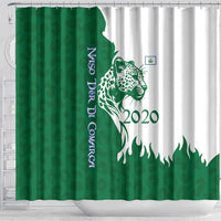 Indigenous Regions of Panama Naso Tjer Di Comarca Shower Curtain with Jaguar Graphic and Green White Territory and Life 2020 - Wonder Print Shop