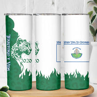Indigenous Regions of Panama Naso Tjer Di Comarca Skinny Tumbler with Jaguar Graphic and Green White Territory and Life 2020 - Wonder Print Shop