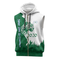 Indigenous Regions of Panama Naso Tjer Di Comarca Sleeveless Zip Hoodie with Jaguar Graphic and Green White Territory and Life 2020 - Wonder Print Shop