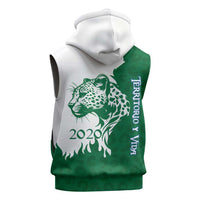 Indigenous Regions of Panama Naso Tjer Di Comarca Sleeveless Zip Hoodie with Jaguar Graphic and Green White Territory and Life 2020 - Wonder Print Shop