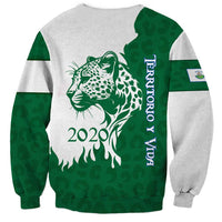 Indigenous Regions of Panama Naso Tjer Di Comarca Sweatshirt with Jaguar Graphic and Green White Territory and Life 2020 - Wonder Print Shop