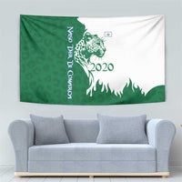 Indigenous Regions of Panama Naso Tjer Di Comarca Tapestry with Jaguar Graphic and Green White Territory and Life 2020 - Wonder Print Shop