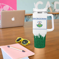 Indigenous Regions of Panama Naso Tjer Di Comarca Tumbler With Handle with Jaguar Graphic and Green White Territory and Life 2020 - Wonder Print Shop