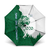 Indigenous Regions of Panama Naso Tjer Di Comarca Umbrella with Jaguar Graphic and Green White Territory and Life 2020 - Wonder Print Shop