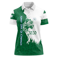 Indigenous Regions of Panama Naso Tjer Di Comarca Women Polo Shirt with Jaguar Graphic and Green White Territory and Life 2020 - Wonder Print Shop