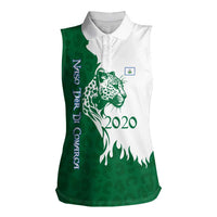 Indigenous Regions of Panama Naso Tjer Di Comarca Women Sleeveless Polo Shirt with Jaguar Graphic and Green White Territory and Life 2020 - Wonder Print Shop