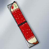 Iceland Christmas Auto Sun Shade with Red Snowflake Pattern Yule Cat and National Coat of Arms Motif - Wonder Print Shop