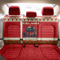 Iceland Christmas Back Car Seat Cover with Red Snowflake Pattern Yule Cat and National Coat of Arms Motif - Wonder Print Shop