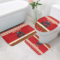 Iceland Christmas Bathroom Set with Red Snowflake Pattern Yule Cat and National Coat of Arms Motif - Wonder Print Shop