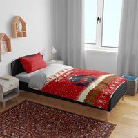 Iceland Christmas Bedding Set with Red Snowflake Pattern Yule Cat and National Coat of Arms Motif - Wonder Print Shop