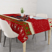 Iceland Christmas Tablecloth with Red Snowflake Pattern Yule Cat and National Coat of Arms Motif - Wonder Print Shop