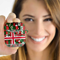 Iceland Christmas AirPods Case with Green & Red Candy Cane Pattern Santa Claus and National Flag Motif - Wonder Print Shop