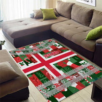 Iceland Christmas Area Rug with Green & Red Candy Cane Pattern Santa Claus and National Flag Motif - Wonder Print Shop
