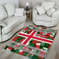 Iceland Christmas Area Rug with Green & Red Candy Cane Pattern Santa Claus and National Flag Motif - Wonder Print Shop