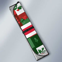 Iceland Christmas Auto Sun Shade with Green & Red Candy Cane Pattern Santa Claus and National Flag Motif - Wonder Print Shop