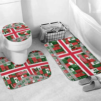 Iceland Christmas Bathroom Set with Green & Red Candy Cane Pattern Santa Claus and National Flag Motif - Wonder Print Shop