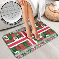 Iceland Christmas Bathroom Set with Green & Red Candy Cane Pattern Santa Claus and National Flag Motif - Wonder Print Shop