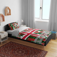 Iceland Christmas Bedding Set with Green & Red Candy Cane Pattern Santa Claus and National Flag Motif - Wonder Print Shop