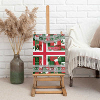 Iceland Christmas Canvas Wall Art with Green & Red Candy Cane Pattern Santa Claus and National Flag Motif - Wonder Print Shop
