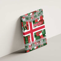 Iceland Christmas Canvas Wall Art with Green & Red Candy Cane Pattern Santa Claus and National Flag Motif - Wonder Print Shop