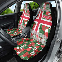 Iceland Christmas Car Seat Cover with Green & Red Candy Cane Pattern Santa Claus and National Flag Motif - Wonder Print Shop
