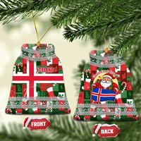 Iceland Christmas Ceramic Ornament with Green & Red Candy Cane Pattern Santa Claus and National Flag Motif - Wonder Print Shop