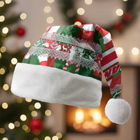 Iceland Christmas Santa Hat with Green & Red Candy Cane Pattern Santa Claus and National Flag Motif - Wonder Print Shop
