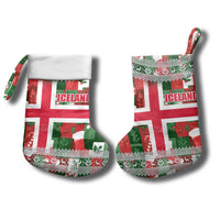 Iceland Christmas Stocking with Green & Red Candy Cane Pattern Santa Claus and National Flag Motif - Wonder Print Shop