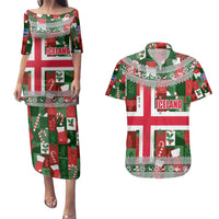 Iceland Christmas Couples Matching Puletasi and Hawaiian Shirt with Green & Red Candy Cane Pattern Santa Claus and National Flag Motif - Wonder Print Shop
