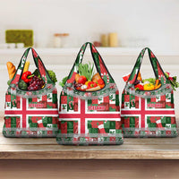 Iceland Christmas Grocery Bag with Green & Red Candy Cane Pattern Santa Claus and National Flag Motif - Wonder Print Shop
