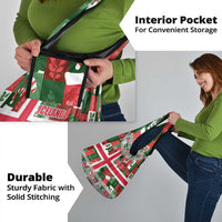 Iceland Christmas Grocery Bag with Green & Red Candy Cane Pattern Santa Claus and National Flag Motif - Wonder Print Shop