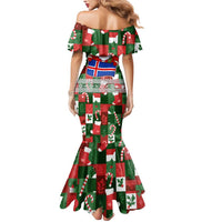 Iceland Christmas Mermaid Dress with Green & Red Candy Cane Pattern Santa Claus and National Flag Motif - Wonder Print Shop