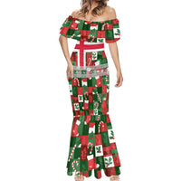 Iceland Christmas Mermaid Dress with Green & Red Candy Cane Pattern Santa Claus and National Flag Motif - Wonder Print Shop