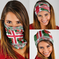 Iceland Christmas Neck Gaiter with Green & Red Candy Cane Pattern Santa Claus and National Flag Motif - Wonder Print Shop