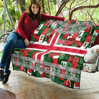 Iceland Christmas Quilt with Green & Red Candy Cane Pattern Santa Claus and National Flag Motif - Wonder Print Shop