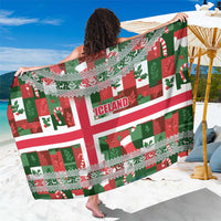 Iceland Christmas Sarong with Green & Red Candy Cane Pattern Santa Claus and National Flag Motif - Wonder Print Shop