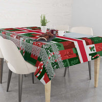 Iceland Christmas Tablecloth with Green & Red Candy Cane Pattern Santa Claus and National Flag Motif - Wonder Print Shop