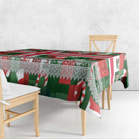 Iceland Christmas Tablecloth with Green & Red Candy Cane Pattern Santa Claus and National Flag Motif - Wonder Print Shop