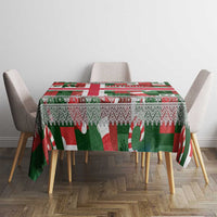 Iceland Christmas Tablecloth with Green & Red Candy Cane Pattern Santa Claus and National Flag Motif - Wonder Print Shop