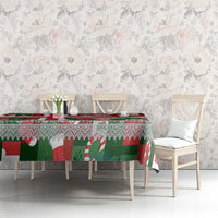 Iceland Christmas Tablecloth with Green & Red Candy Cane Pattern Santa Claus and National Flag Motif - Wonder Print Shop