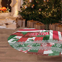 Iceland Christmas Tree Skirt with Green & Red Candy Cane Pattern Santa Claus and National Flag Motif - Wonder Print Shop