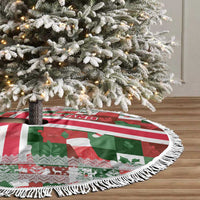 Iceland Christmas Tree Skirt with Green & Red Candy Cane Pattern Santa Claus and National Flag Motif - Wonder Print Shop