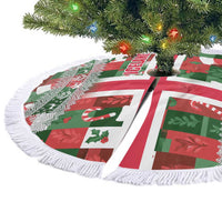 Iceland Christmas Tree Skirt with Green & Red Candy Cane Pattern Santa Claus and National Flag Motif - Wonder Print Shop